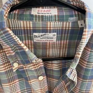 Gant Men’s Medium Vintage Plaid Shirt Rugger New Haven Poplin